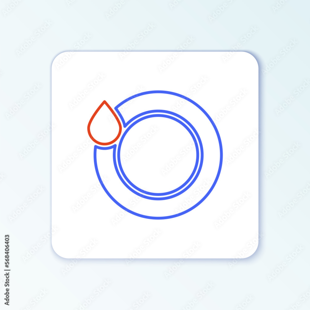 Line Washing dishes icon isolated on white background. Plate and sponge. Cleaning dishes icon. Dishwasher sign. Clean tableware sign. Colorful outline concept. Vector Line Washing dishes icon isolated on white background. Plate and sponge. Cleaning dishes icon. Dishwasher sign. Clean tableware sign. Colorful outline concept. Vector