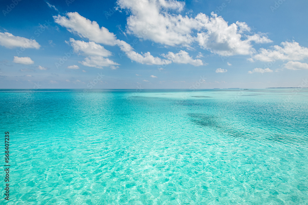 Tranquil relaxing blue sunny sky ocean lagoon. Dream nature ...