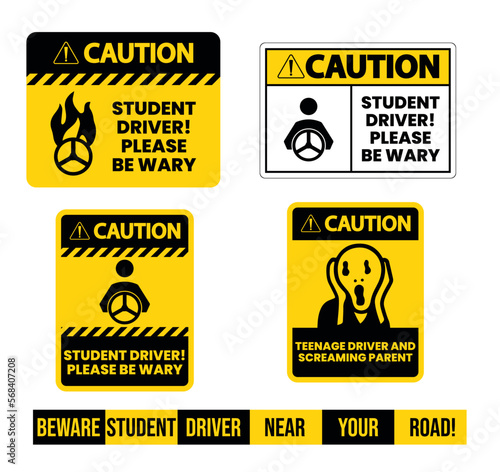 caution sign for student driver to be wary illustration vector