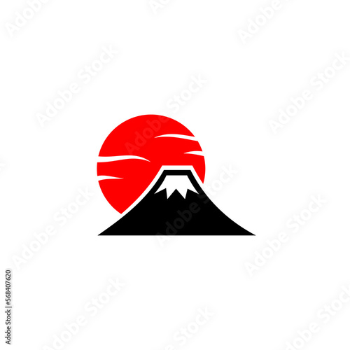 mount fuji logo or mount fuji icon vector isolated on white background. Illustration of Mount Fuji, Japan. Best mount fuji logo in elegant style. Mountain fujiyama logo for content about Japan.