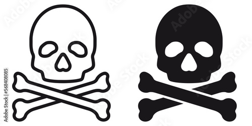 ofvs320 OutlineFilledVectorSign ofvs - crossbones skull vector icon . dead sign . death symbol . isolated transparent . black outline and filled version . AI 10 / EPS 10 / PNG . g11660 photo