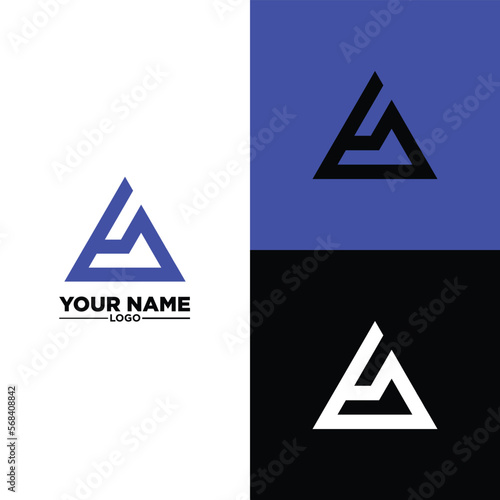 modern triangle logo design, monogram logo design.