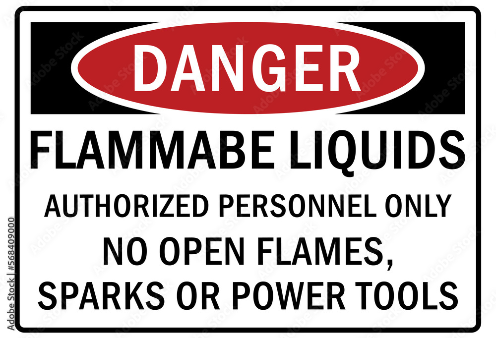 Vetor de Flammable liquid sign and labels flammable liquid authorized
