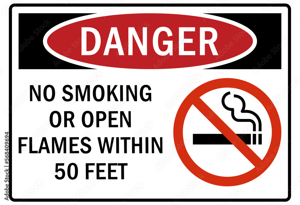 flammable hazard warning sign and labels no smoking or open flame flammable hazard warning sign and labels no smoking or open flame