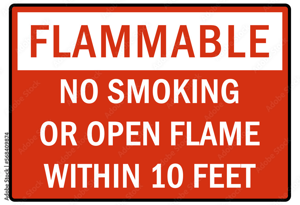 flammable hazard warning sign and labels no smoking or open flame flammable hazard warning sign and labels no smoking or open flame