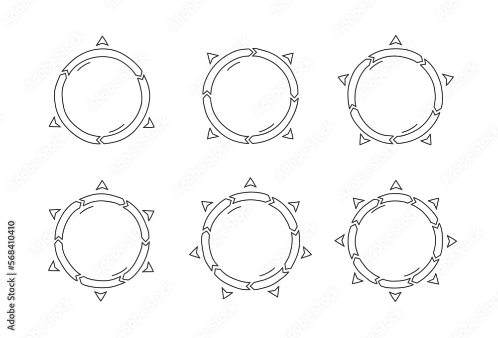 Handdrawn circle arrows with side arrows, circle infographics Handdrawn circle arrows with side arrows, circle infographics