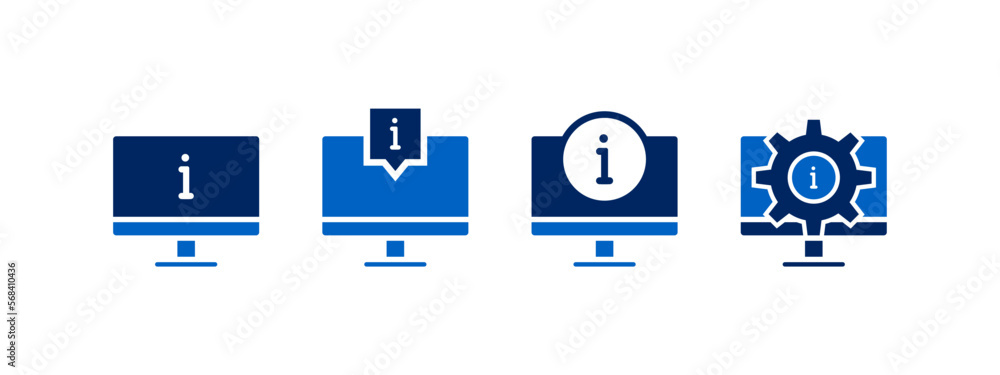 information icon vector illustration. computer with info in flat style - stock design information icon vector illustration. computer with info in flat style - stock design