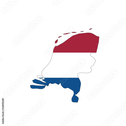 Netherlands, Holland national flag in a shape of country map