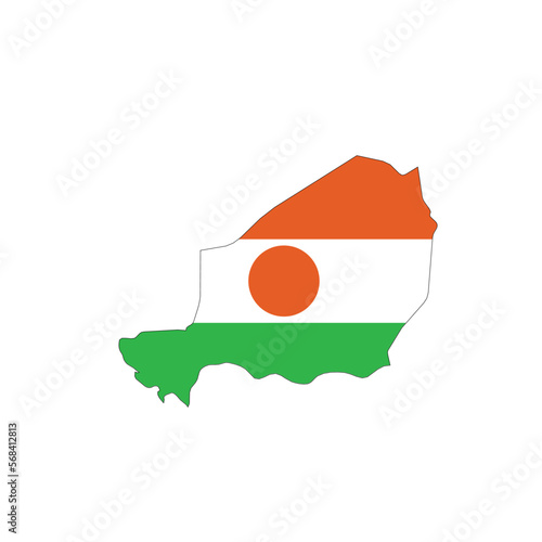 Niger national flag in a shape of country map