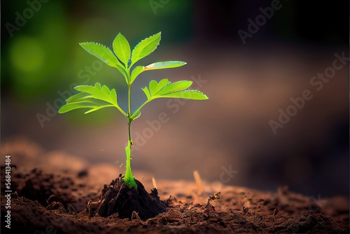 New life in the forest. Young Growing plants 