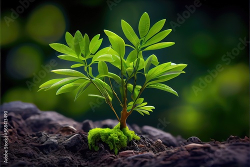 New life in the forest. Young Growing plants 