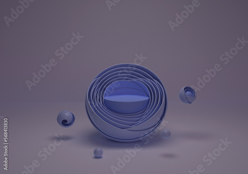 Minimal background for product presentation. 3d mock-up scene of a podium in blue. 3d rendering.