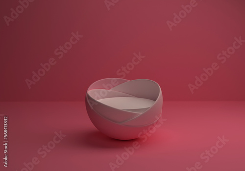 Minimal background for product presentation. 3d mock-up scene of a podium in pink. 3d rendering.
