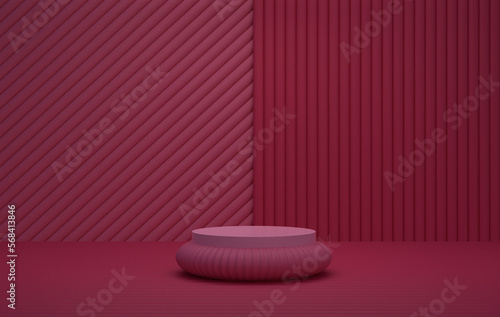 Minimal background for product presentation. 3d mock-up scene in magenta. 3d rendering.