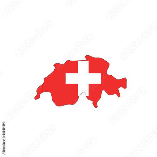 Switzerland national flag in a shape of country map