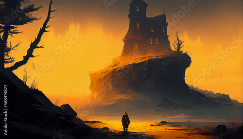 Fantasy landscape digital art illustration