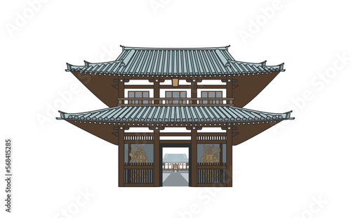 お寺の山門のイラスト　アウトラインあり