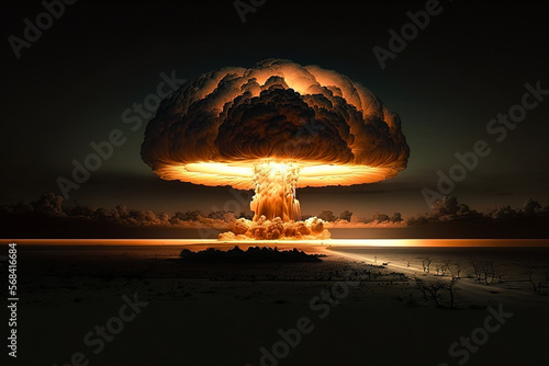 Nuclear bomb explosion in the desert, generative ai
