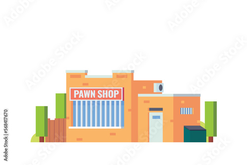Vector local pawnshop building flat design illustration