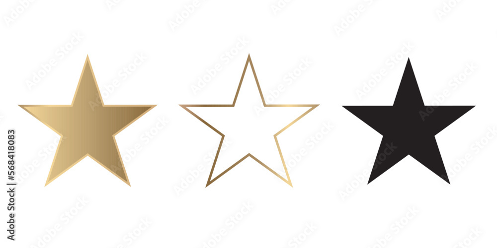 three stars icon set design golden color three stars icon set design golden color