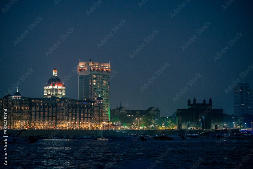 The Taj Hotel in Mumbai at night
