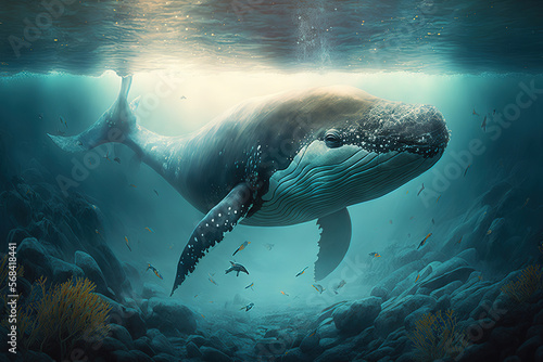whale in the sea.Generative Ai © Shades3d