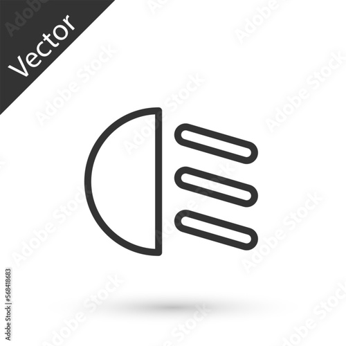 Grey line High beam icon isolated on white background. Car headlight. Vector