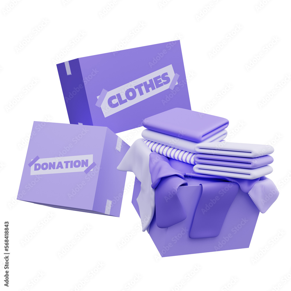 clothes donation concept cardboard boxes filled of clothes isolated
