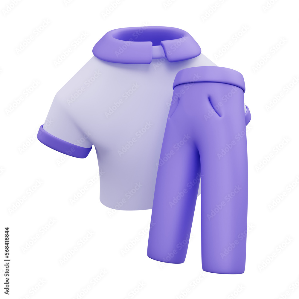 purple shirt and pants isolated. charity donation boxes. 3dillustration