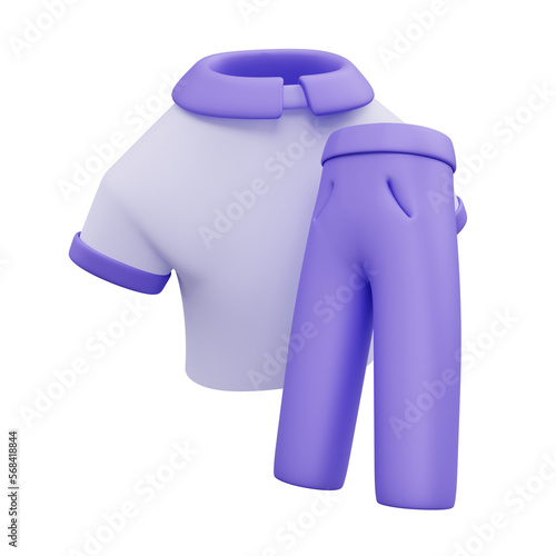 purple shirt and pants isolated. charity donation boxes. 3dillustration PNG file photo