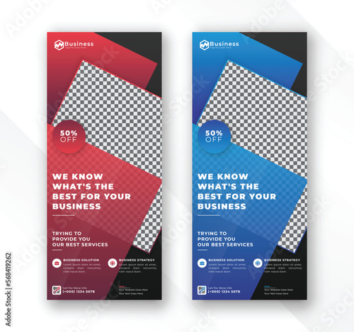 Modern colorful gradient display exhibition abstract business advertisement roll up standee banner