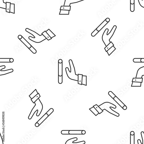 Grey line Giving up cigarette icon isolated seamless pattern on white background. Tobacco sign. Smoking symbol. Healthy lifestyle. Vector