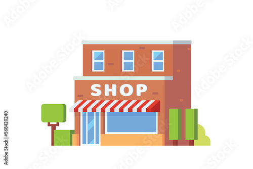 Vector local shop building flat design illustration
