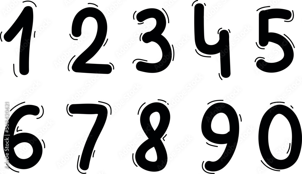 Doodle Numbers set hand drawn. Line number illustration. Counting. Numbers 1, 2, 3, 4, 5, 6, 7, 8, 9, 0. Vector doodle stock illustration Doodle Numbers set hand drawn. Line number illustration. Counting. Numbers 1, 2, 3, 4, 5, 6, 7, 8, 9, 0. Vector doodle stock illustration