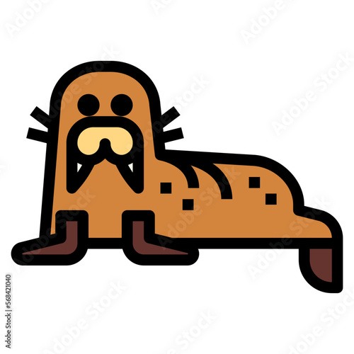 walrus filled outline icon style