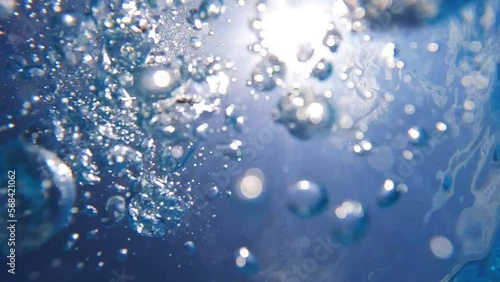 Wallpaper Mural Underwater slow motion video of deep blue air bubbles released in jacuzzi spa creating perfect relaxing treatment for well being Torontodigital.ca