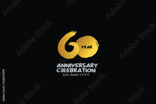 60th, 60 years, 60 year anniversary celebration abstract style logotype. anniversary with gold color isolated on black background, vector design for celebration vector