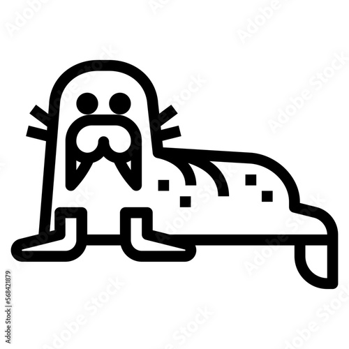 walrus line icon style