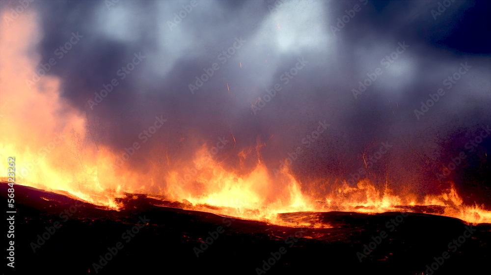 炎　山火事　火災　イメージ　戦場　廃墟　火花