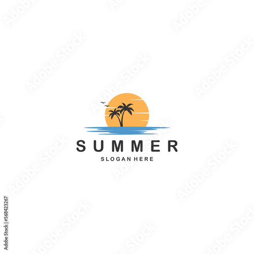summer logo template in white background