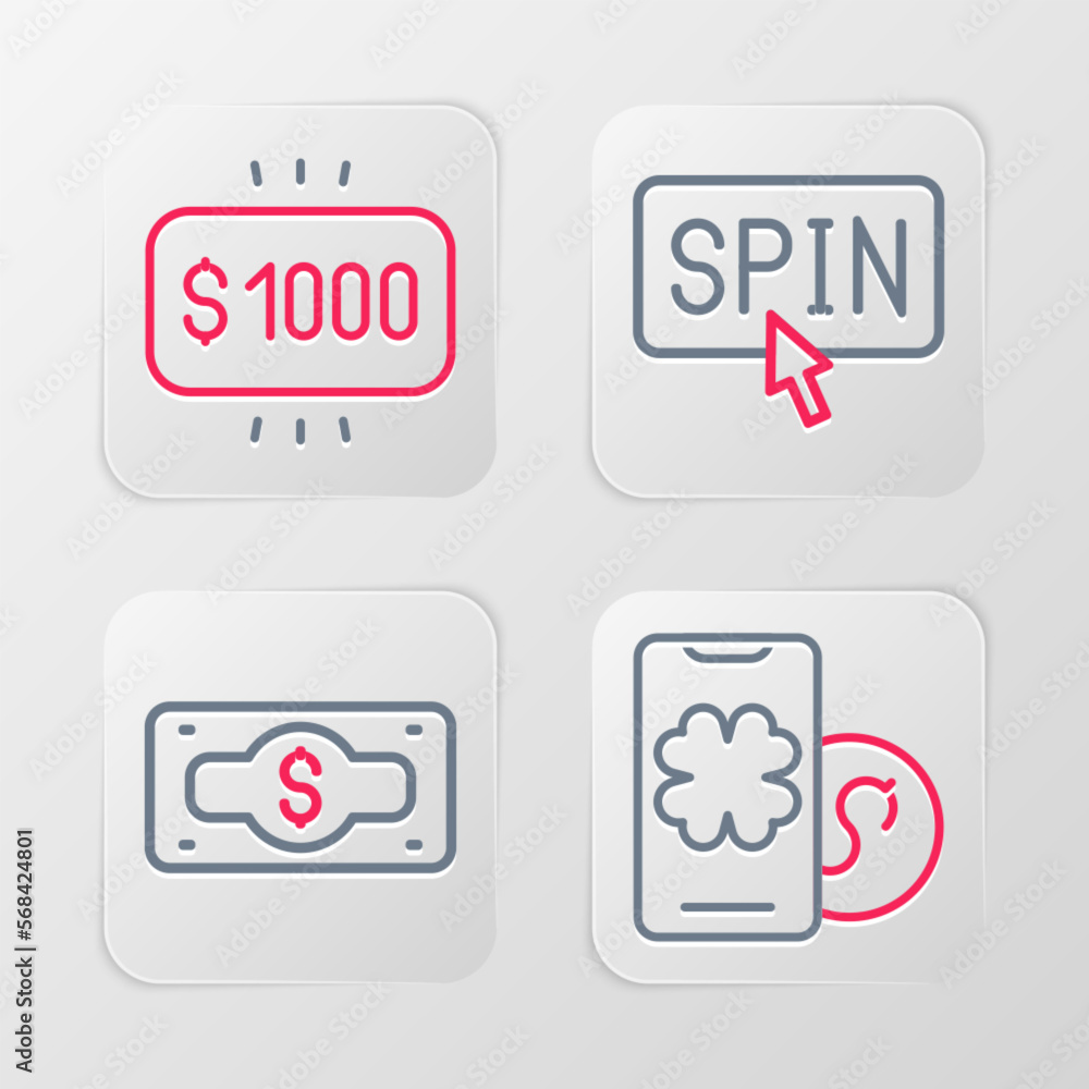 Set line Online poker table game, Stacks paper money cash, Winner holding prize ticket and Money casino icon. Vector Set line Online poker table game, Stacks paper money cash, Winner holding prize ticket and Money casino icon. Vector