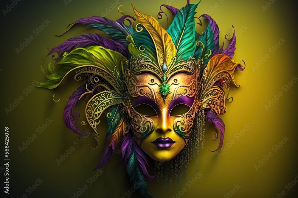 Celebrate the vibrant spirit of mardi gras mask, Venetian carnival mask ,beads decoration,feathers decor background,colorful and festive background,Generative AI Celebrate the vibrant spirit of mardi gras mask, Venetian carnival mask ,beads decoration,feathers decor background,colorful and festive background,Generative AI