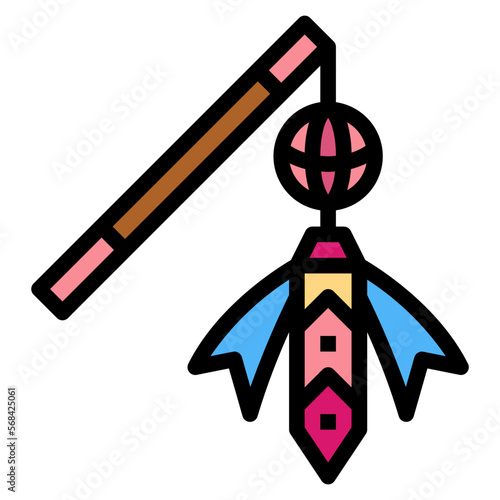 teasing stick filled outline icon style