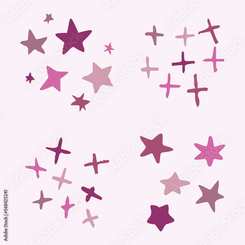 Simple starry sky motif vector set. Collection of nighttime icons for astrological bed time clipart. 