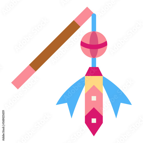 teasing stick flat icon style
