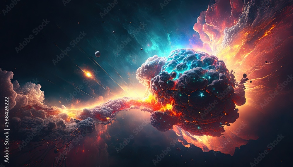 Stunning realistic wallpaper of a Supernova. Deep space, starry,  astrophotography, universe, cosmus, space background. Generative ai Stock  Illustration