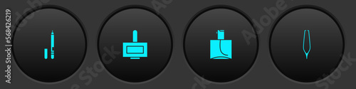 Set Eyeliner, eyebrow, Nail polish bottle, Perfume and Eyebrow tweezers icon. Vector