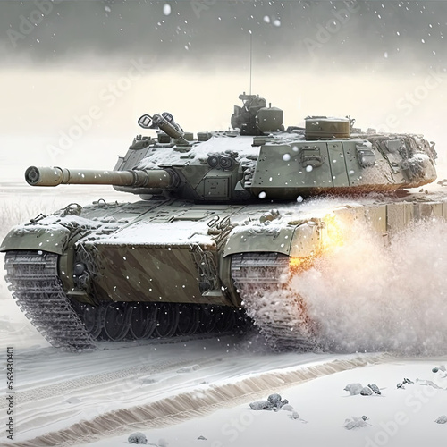 Modern Main Battle tank created with Generative AI technology.