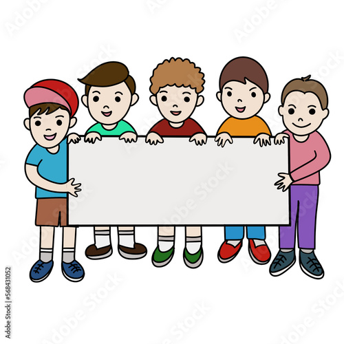 kids holding banner