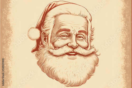 Santa claus vintage Illustration, Generative AI
